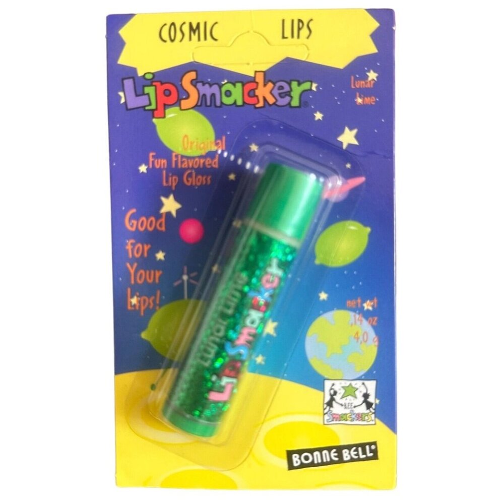 Vintage Bonne Bell Cosmic Lips Lunar Lime Bubble Font Shimmer Lip Balm Original!